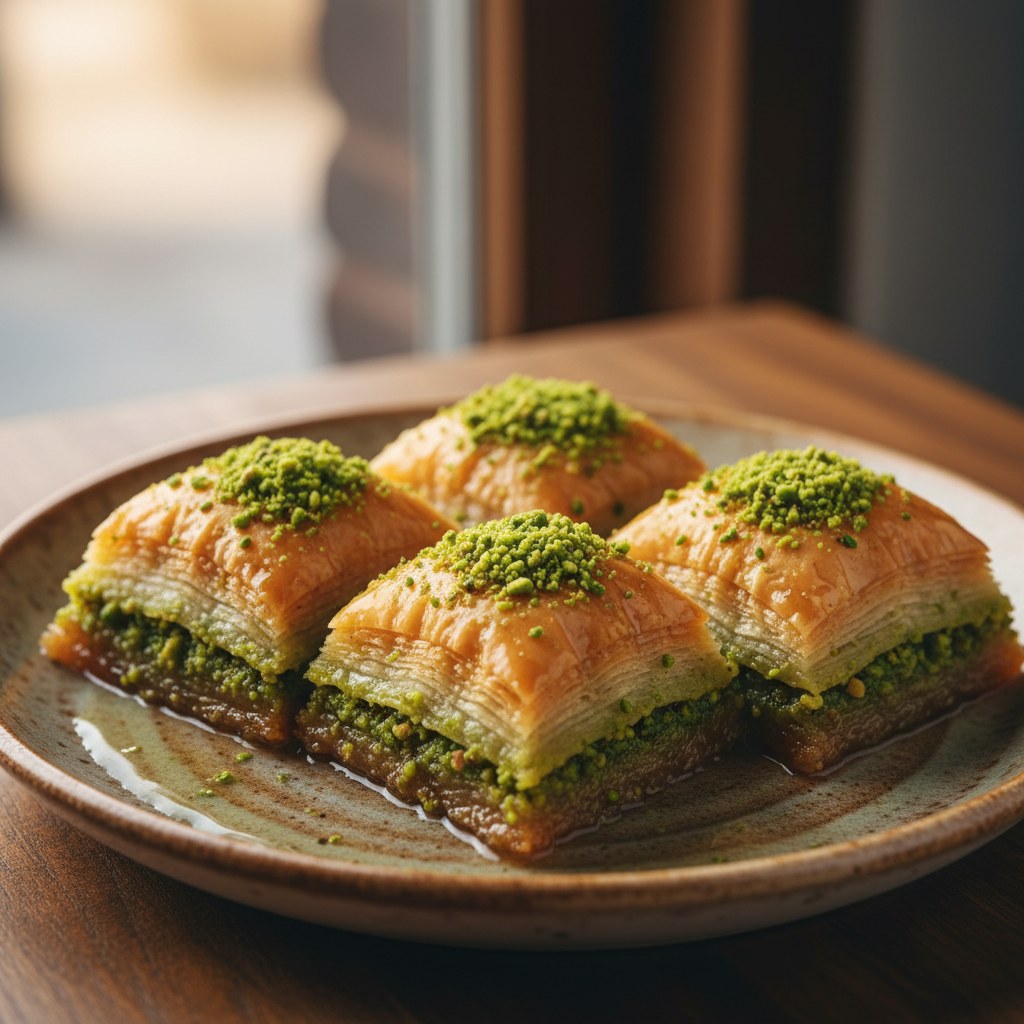 Fıstıklı kuru baklava dilimi