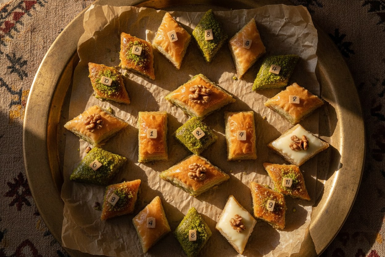 Fıstıklı kuru baklava numunesi, kesit görünümü